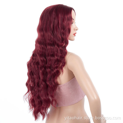 New Arrival wholesale price 99J color  Synthetic Hair Wigs With Colorful  Pre-Plucked Big Factory Stock